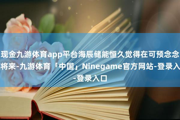 现金九游体育app平台海辰储能恒久觉得在可预念念的将来-九游体育「中国」Ninegame官方网站-登录入口