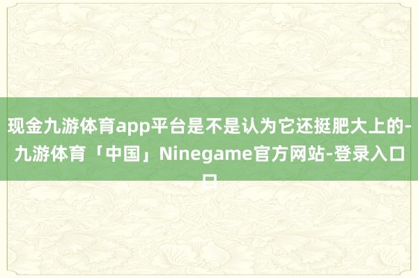 现金九游体育app平台是不是认为它还挺肥大上的-九游体育「中国」Ninegame官方网站-登录入口